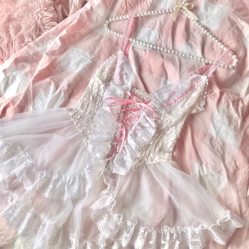 Vintage lingerie lace top,cami,babydoll